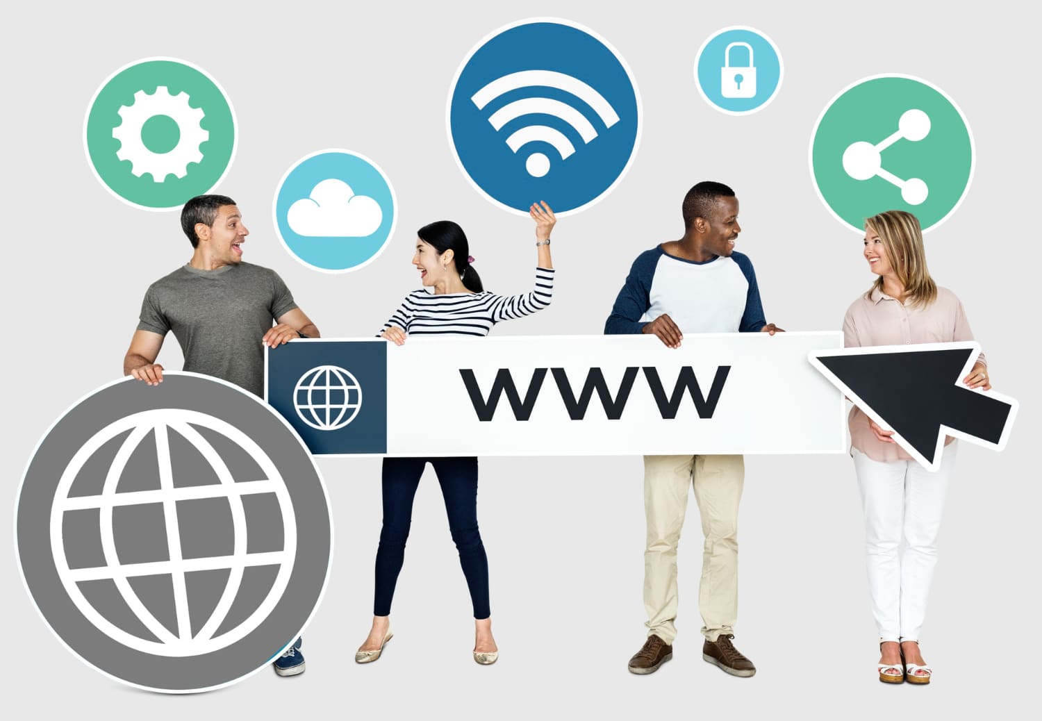 Happy people about web presence